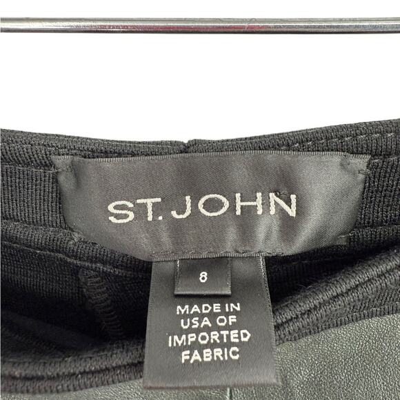St. John Black Pants/Leggings Mixed Media with Knit and Leather Women’s Size 8 - Picture 2 of 4